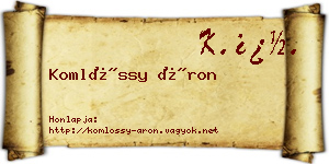 Komlóssy Áron névjegykártya